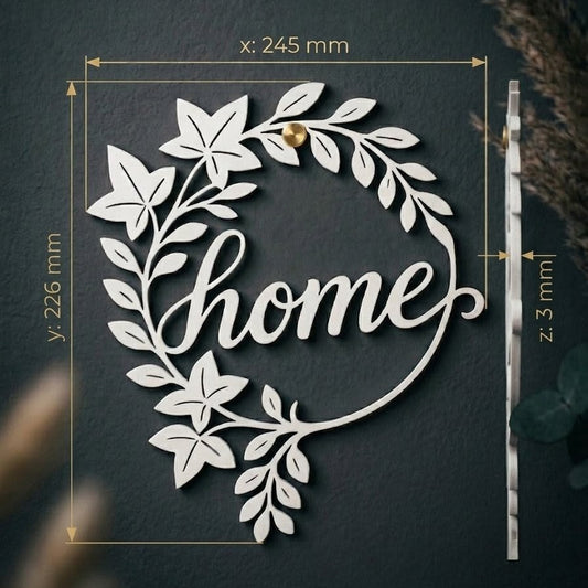 İskandinav Tarzı Botanik Tasarım "Home" Kapı Süsü